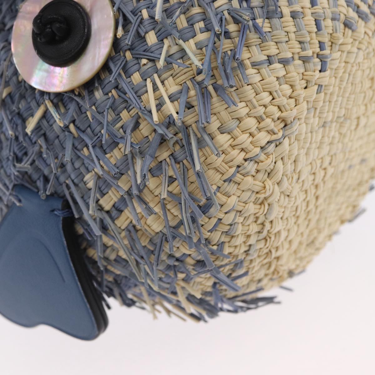 LOEWE Basket Bag Blow Fish Shoulder Bag Raffia Light Blue Auth 166244SM