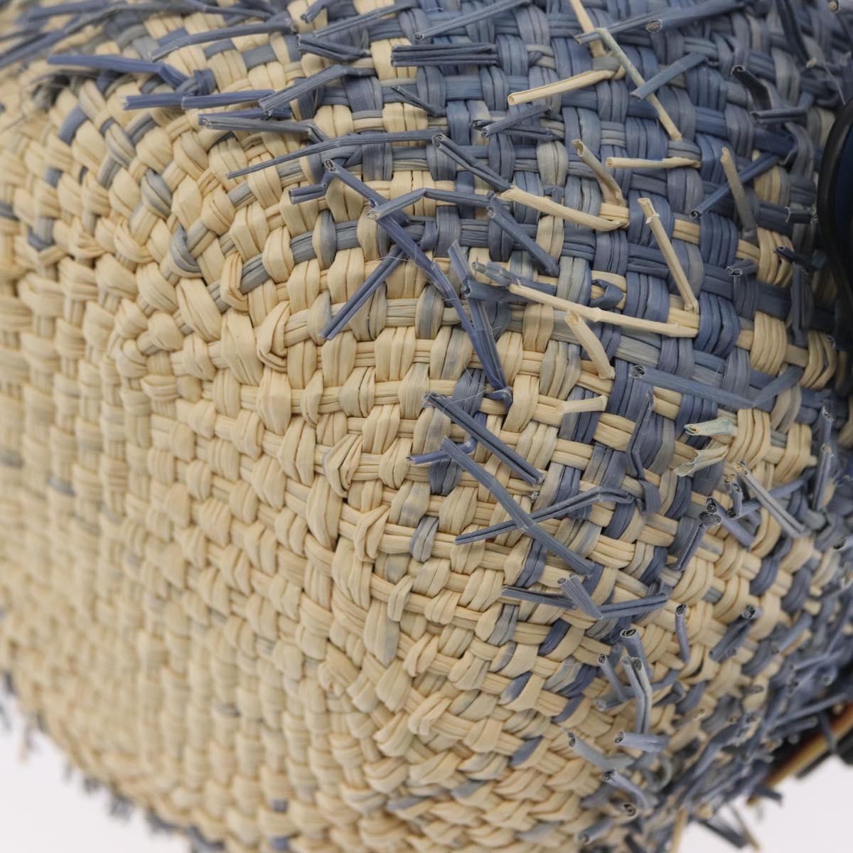 LOEWE Basket Bag Blow Fish Shoulder Bag Raffia Light Blue Auth 166244SM