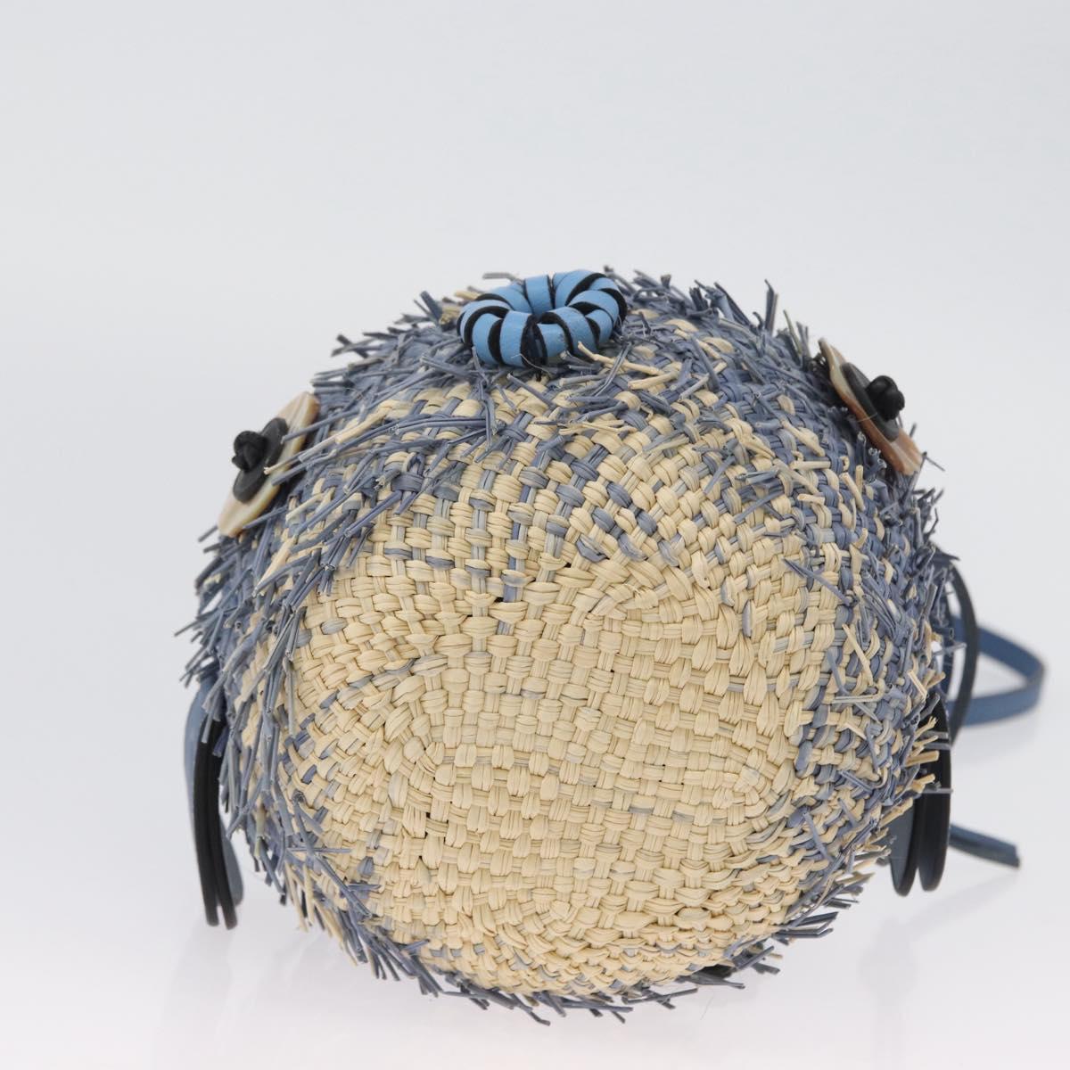 LOEWE Basket Bag Blow Fish Shoulder Bag Raffia Light Blue Auth 166244SM