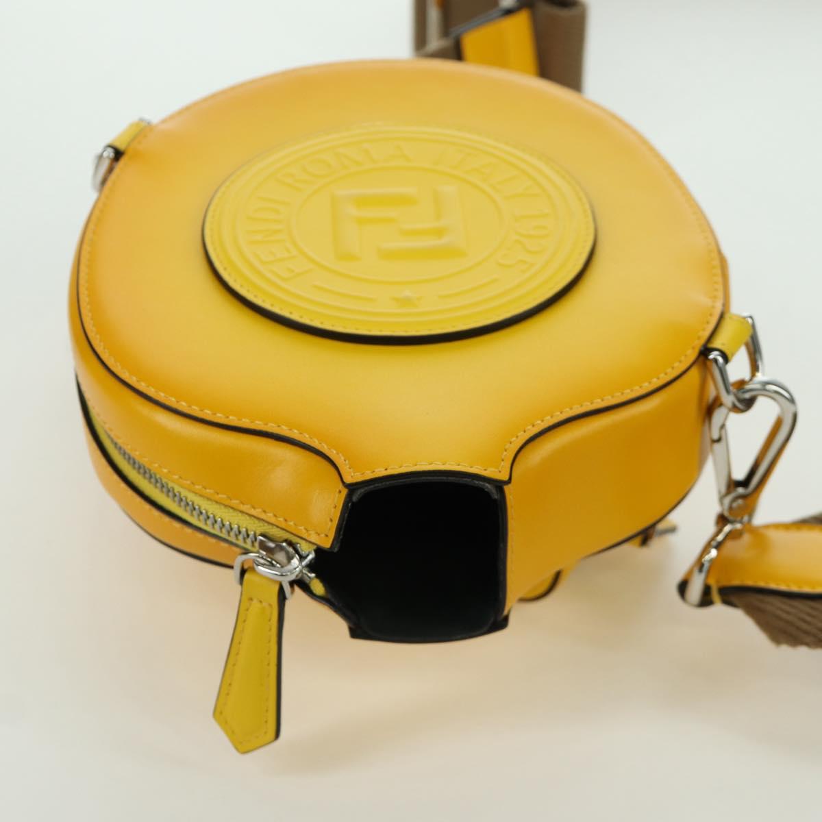 FENDI Ping Pong Racket Case Shoulder Bag Leather Yellow Silver Auth 166245SM
