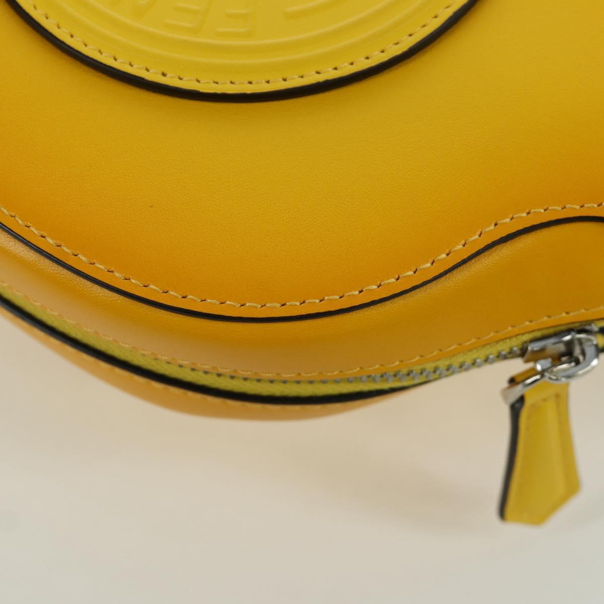 FENDI Ping Pong Racket Case Shoulder Bag Leather Yellow Silver Auth 166245SM