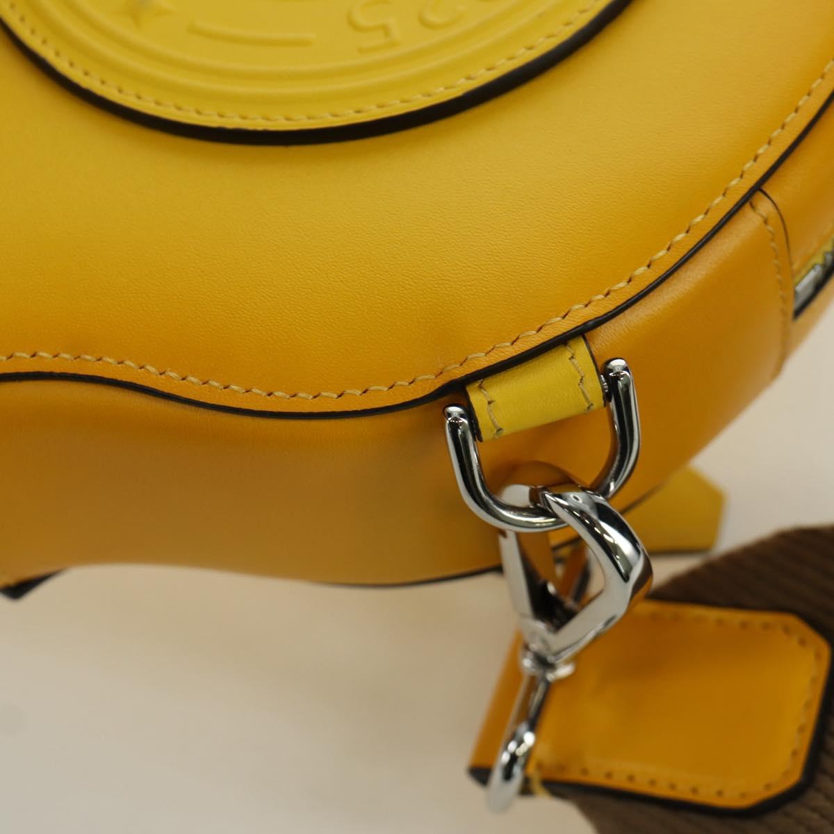 FENDI Ping Pong Racket Case Shoulder Bag Leather Yellow Silver Auth 166245SM