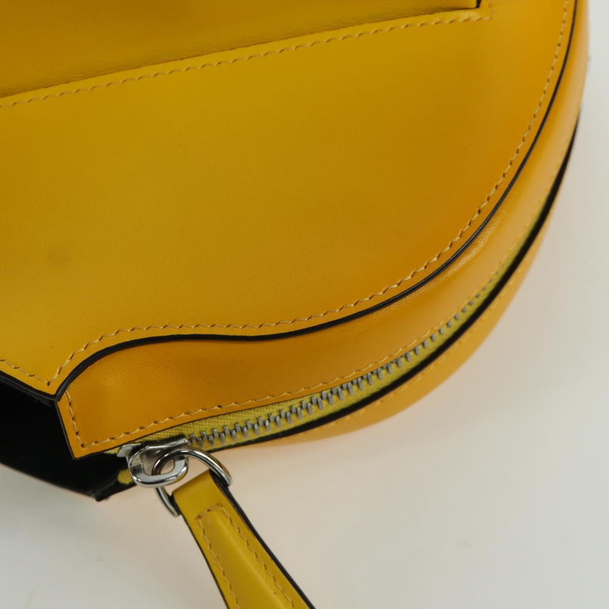 FENDI Ping Pong Racket Case Shoulder Bag Leather Yellow Silver Auth 166245SM