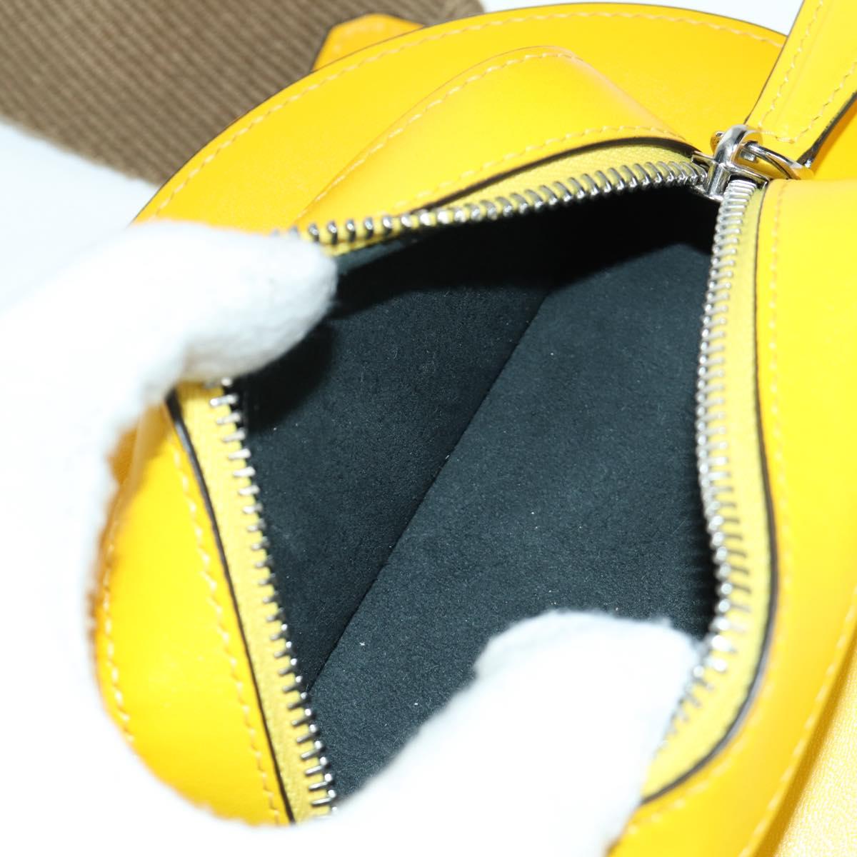 FENDI Ping Pong Racket Case Shoulder Bag Leather Yellow Silver Auth 166245SM