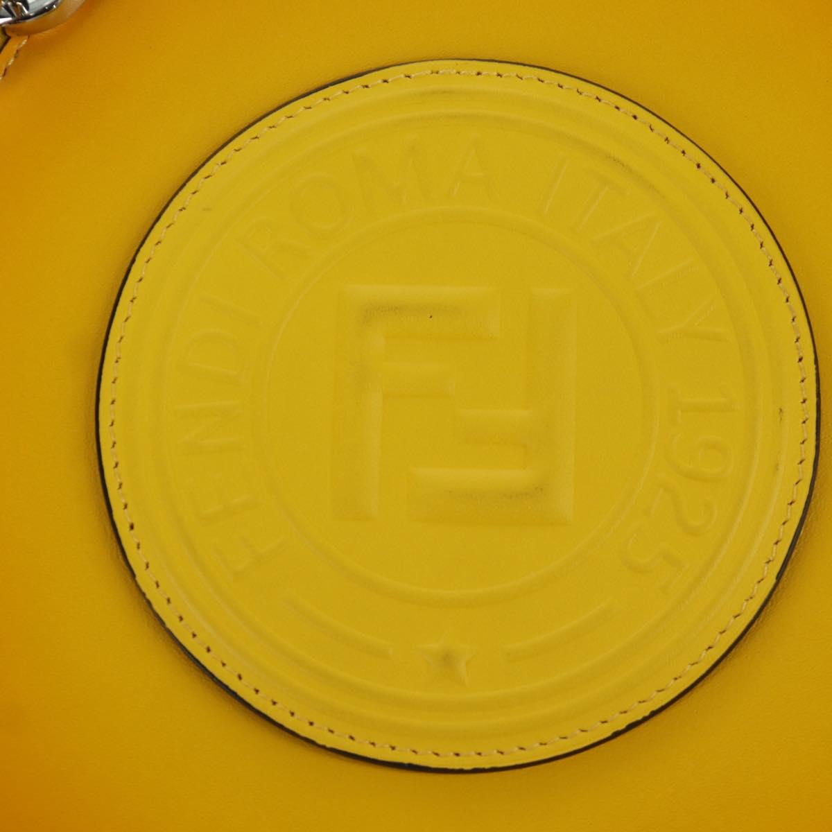 FENDI Ping Pong Racket Case Shoulder Bag Leather Yellow Silver Auth 166245SM
