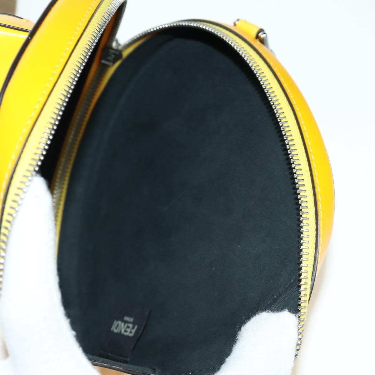 FENDI Ping Pong Racket Case Shoulder Bag Leather Yellow Silver Auth 166245SM