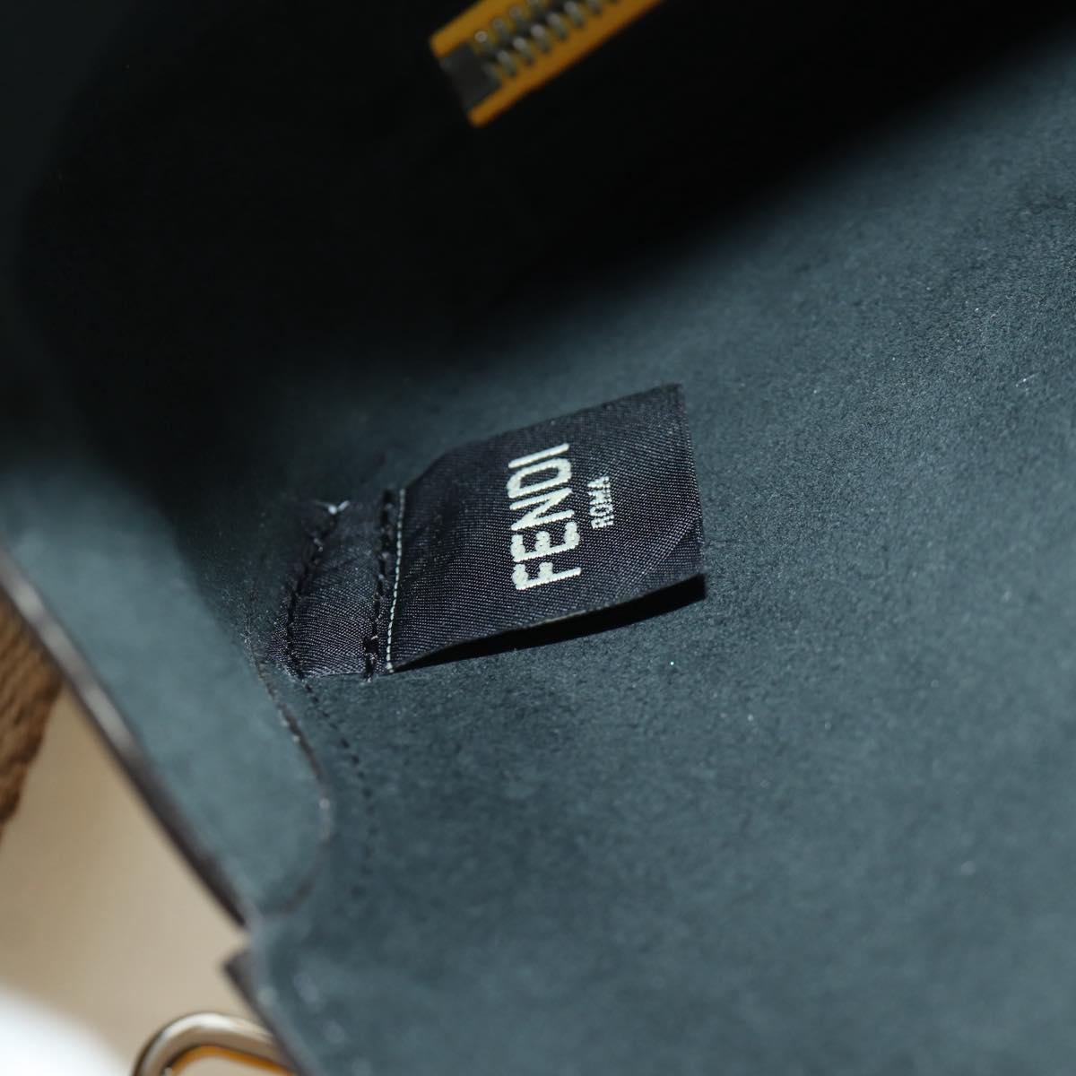 FENDI Ping Pong Racket Case Shoulder Bag Leather Yellow Silver Auth 166245SM
