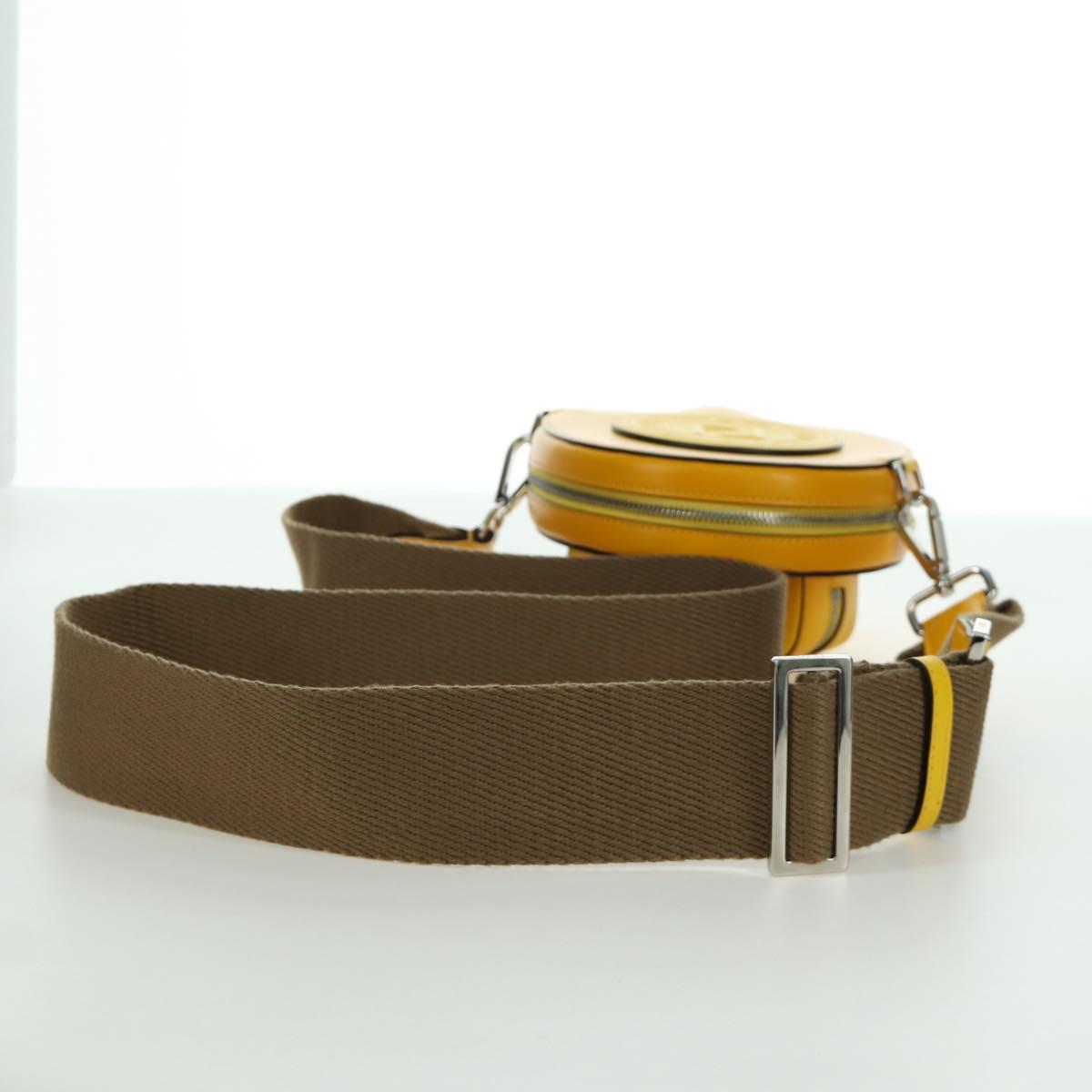 FENDI Ping Pong Racket Case Shoulder Bag Leather Yellow Silver Auth 166245SM