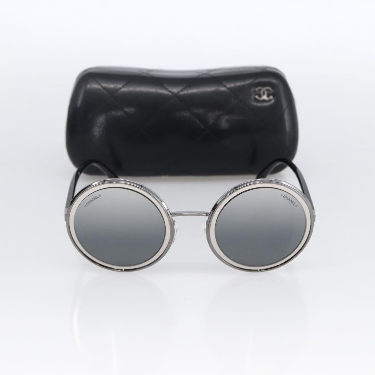 CHANEL Sunglasses metal Black CC Auth 166249V