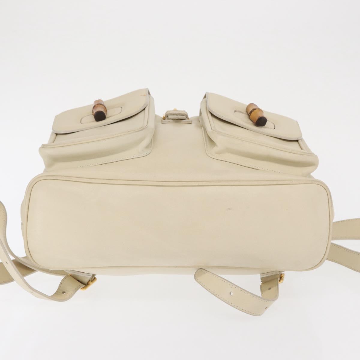 GUCCI Bamboo Backpack Leather Ivory Gold 003 2058 0016 Auth 166281