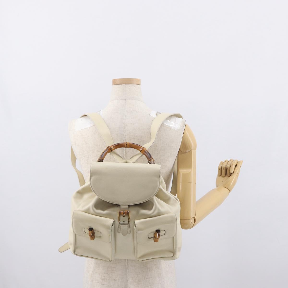 GUCCI Bamboo Backpack Leather Ivory Gold 003 2058 0016 Auth 166281