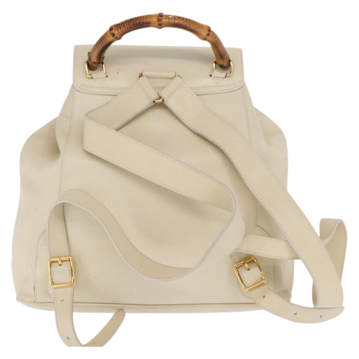 GUCCI Bamboo Backpack Leather Ivory Gold 003 2058 0016 Auth 166281