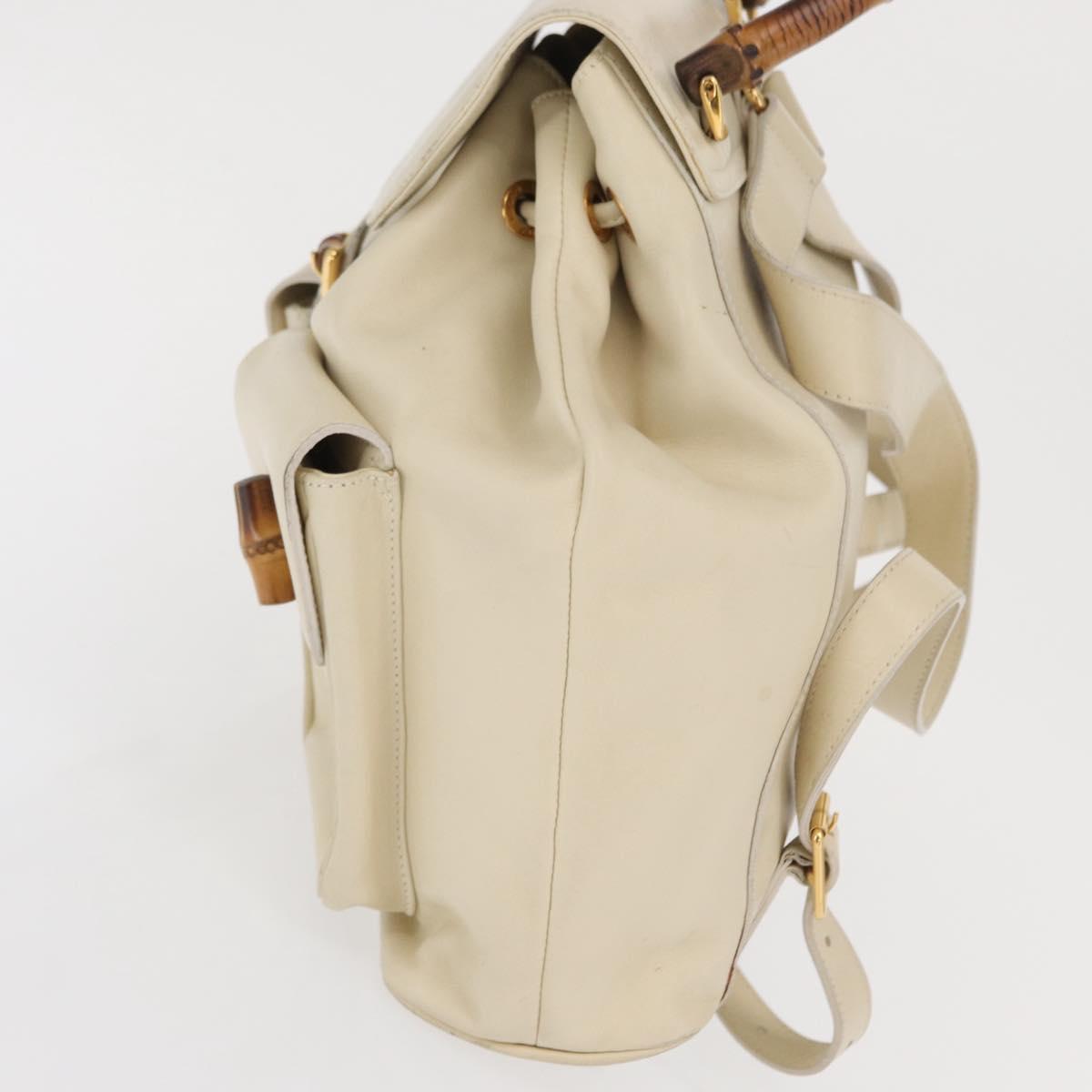 GUCCI Bamboo Backpack Leather Ivory Gold 003 2058 0016 Auth 166281