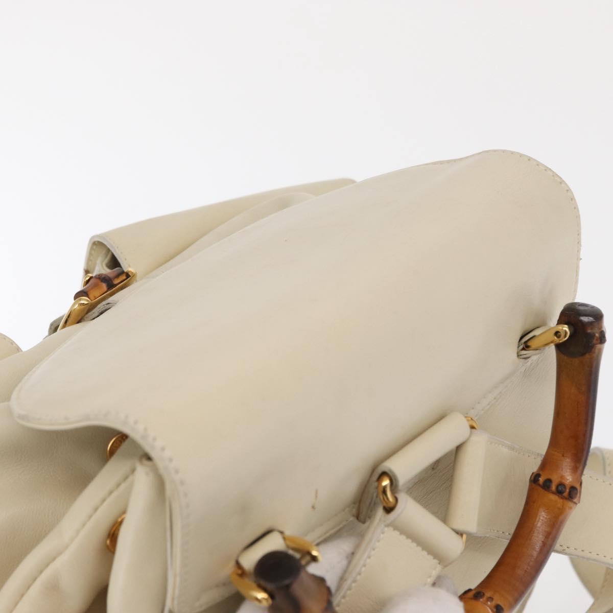 GUCCI Bamboo Backpack Leather Ivory Gold 003 2058 0016 Auth 166281