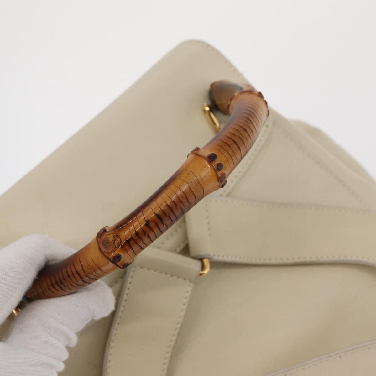 GUCCI Bamboo Backpack Leather Ivory Gold 003 2058 0016 Auth 166281