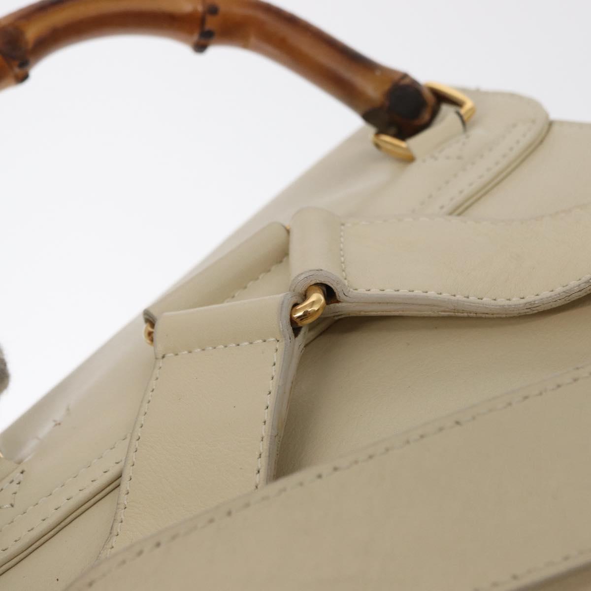 GUCCI Bamboo Backpack Leather Ivory Gold 003 2058 0016 Auth 166281