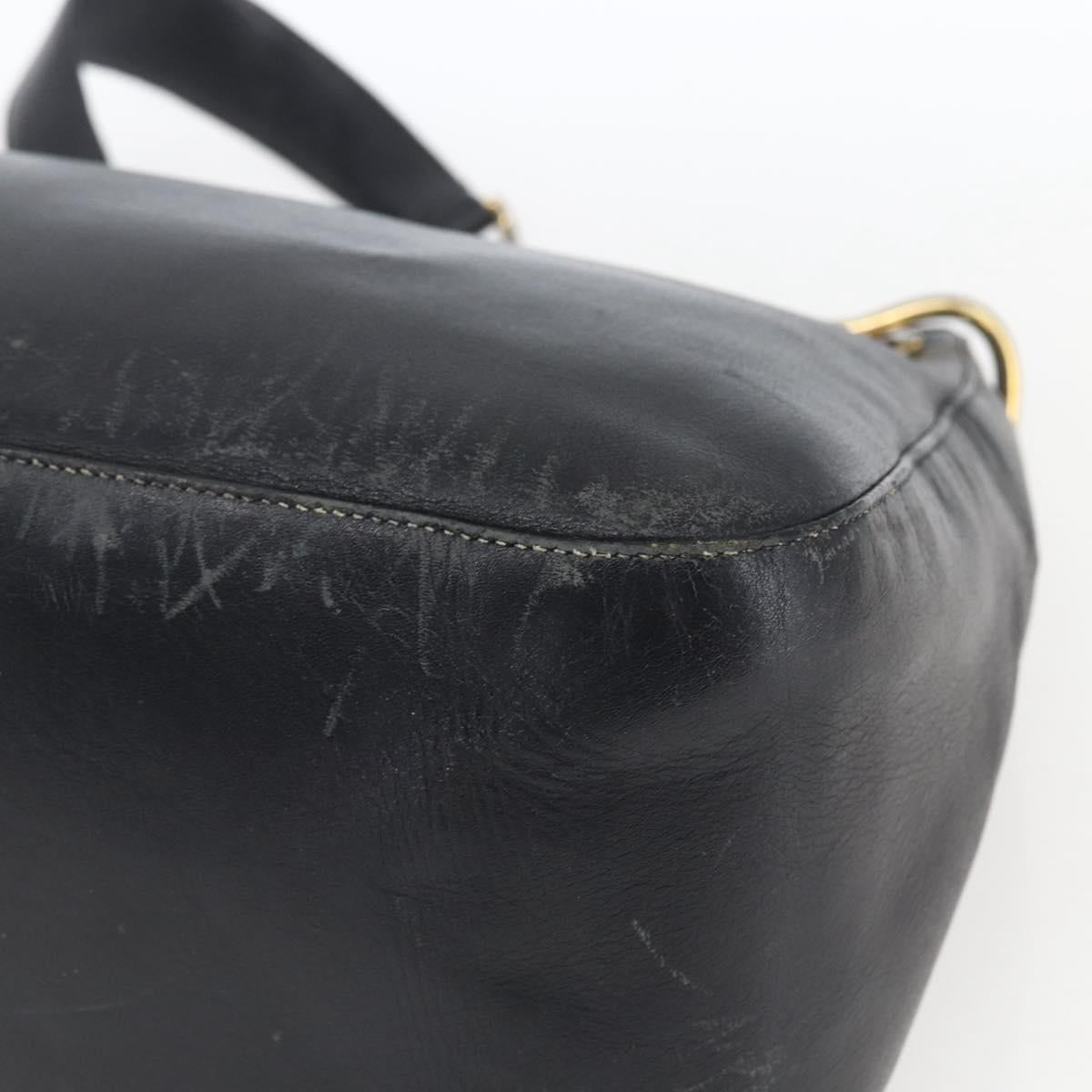 PRADA Chain Shoulder Bag Leather Black Gold Auth 166283