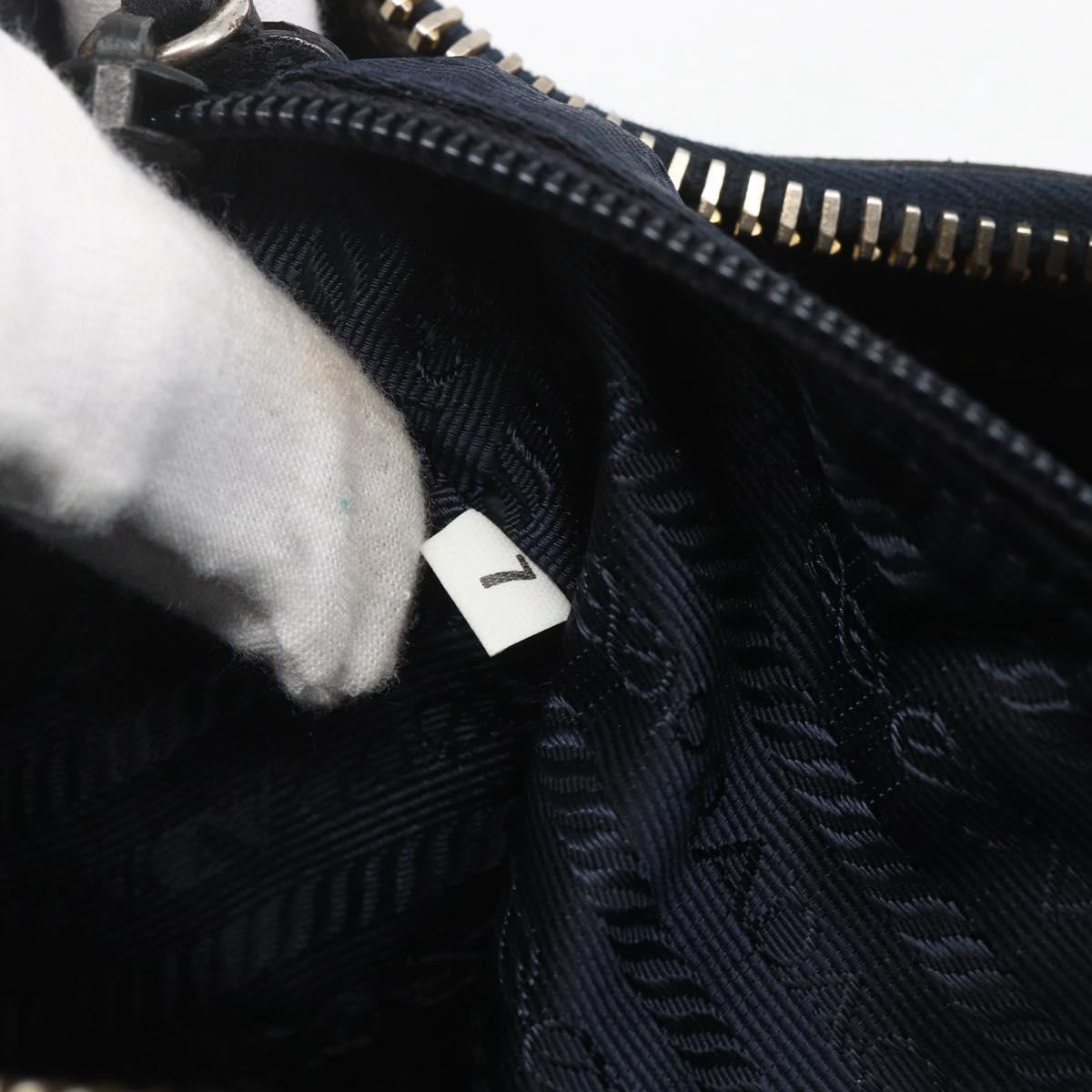 PRADA Chain Shoulder Bag Leather Black Gold Auth 166283