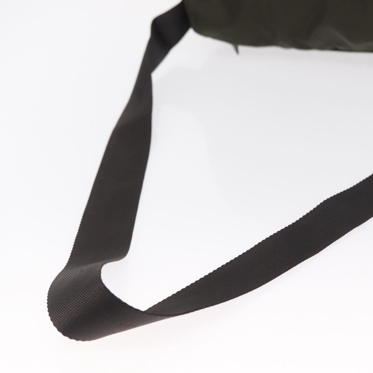 PRADA Shoulder Bag Nylon Khaki Silver Auth 166285