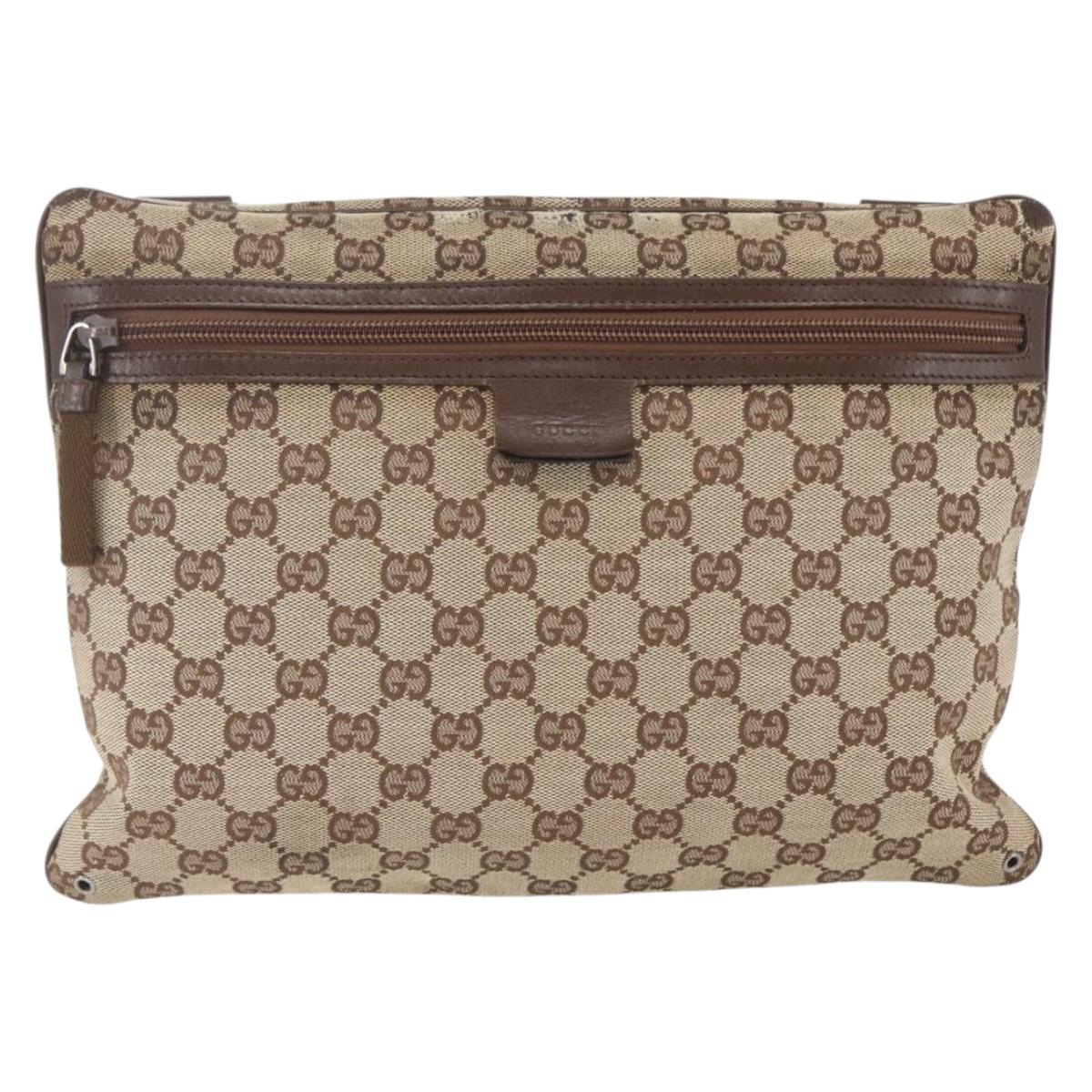 GUCCI GG Canvas Shoulder Bag Beige Silver 90476 Auth 166293