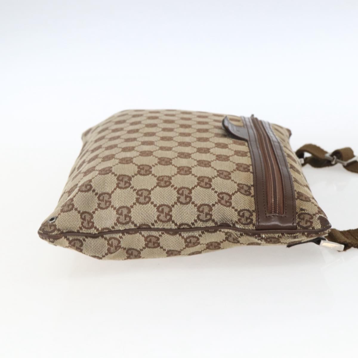 GUCCI GG Canvas Shoulder Bag Beige Silver 90476 Auth 166293