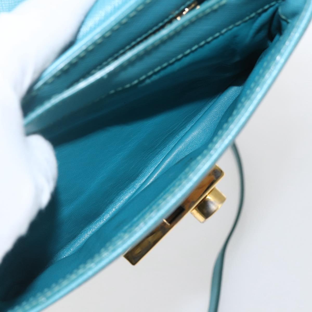 PRADA Hand Bag Safiano leather 2way Light Blue Gold Auth 166296