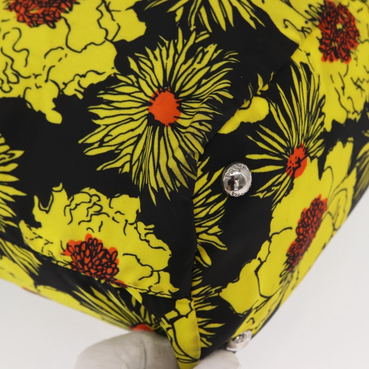 PRADA Tote Bag Nylon 2way Yellow Silver Auth 166303