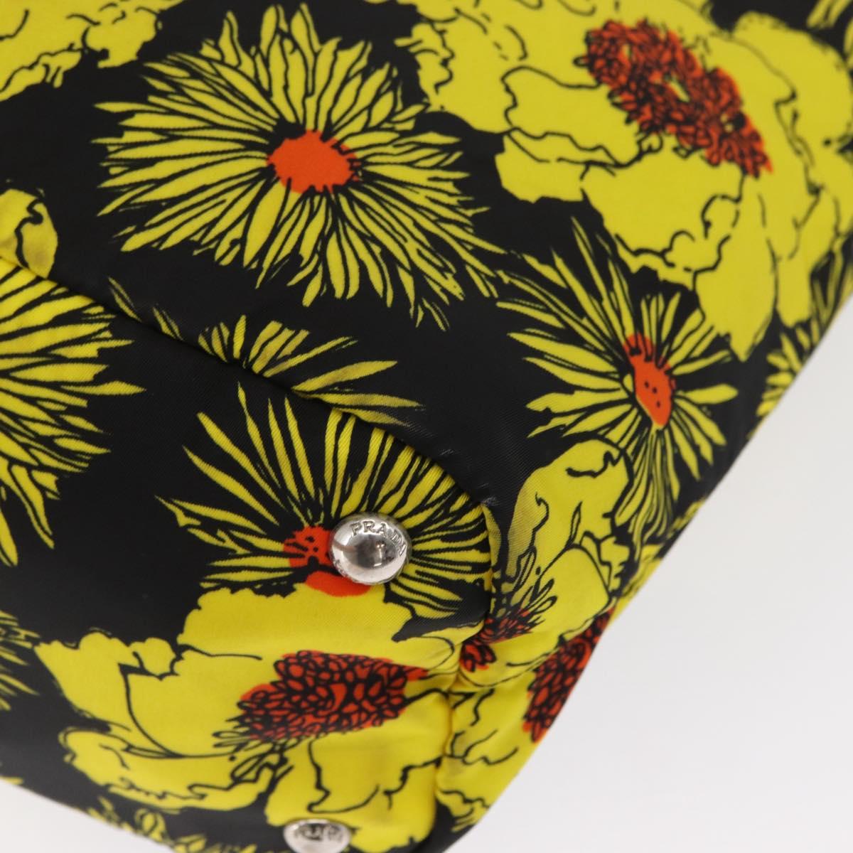 PRADA Tote Bag Nylon 2way Yellow Silver Auth 166303