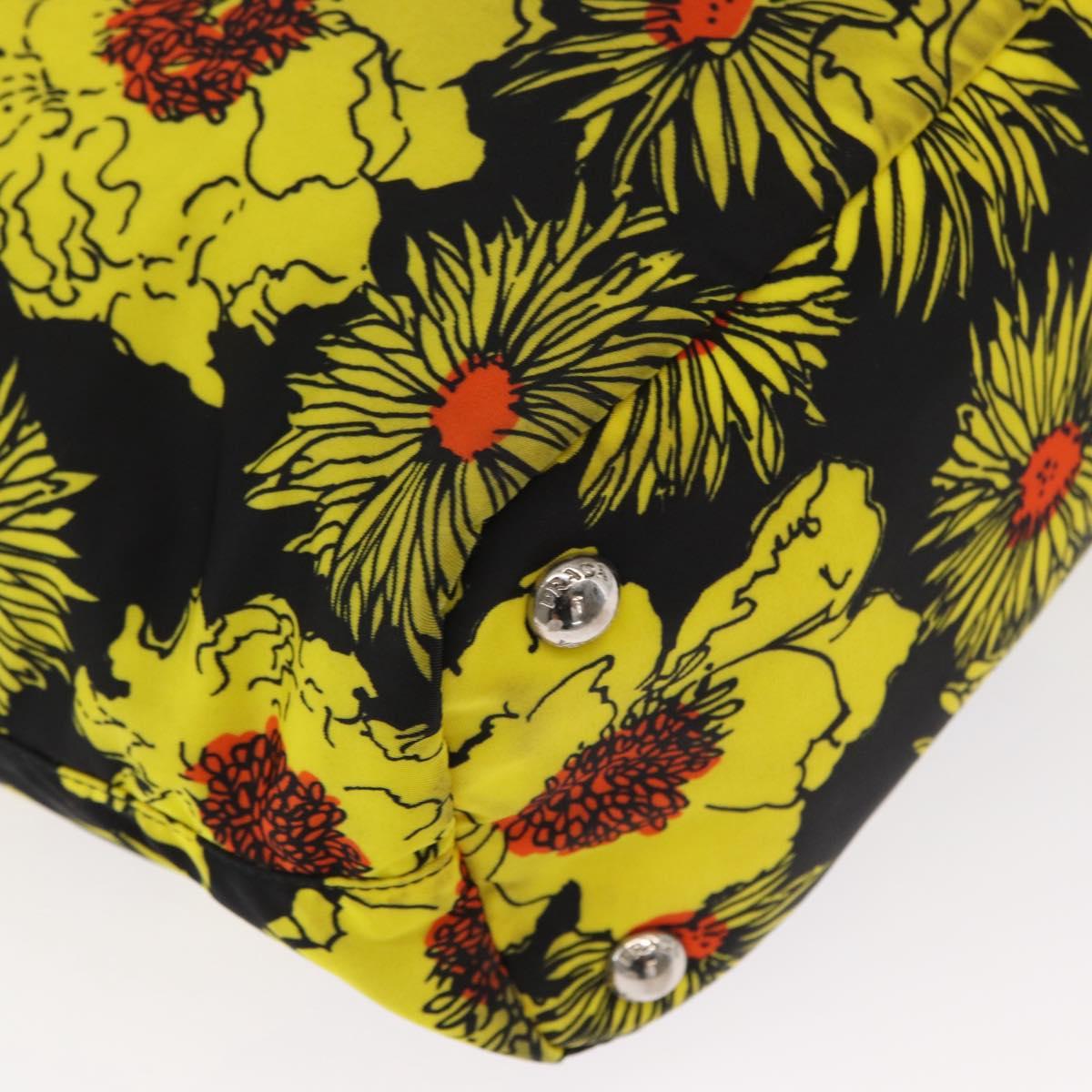 PRADA Tote Bag Nylon 2way Yellow Silver Auth 166303