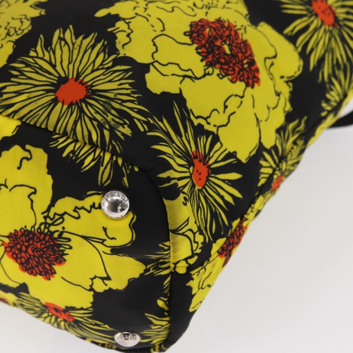 PRADA Tote Bag Nylon 2way Yellow Silver Auth 166303