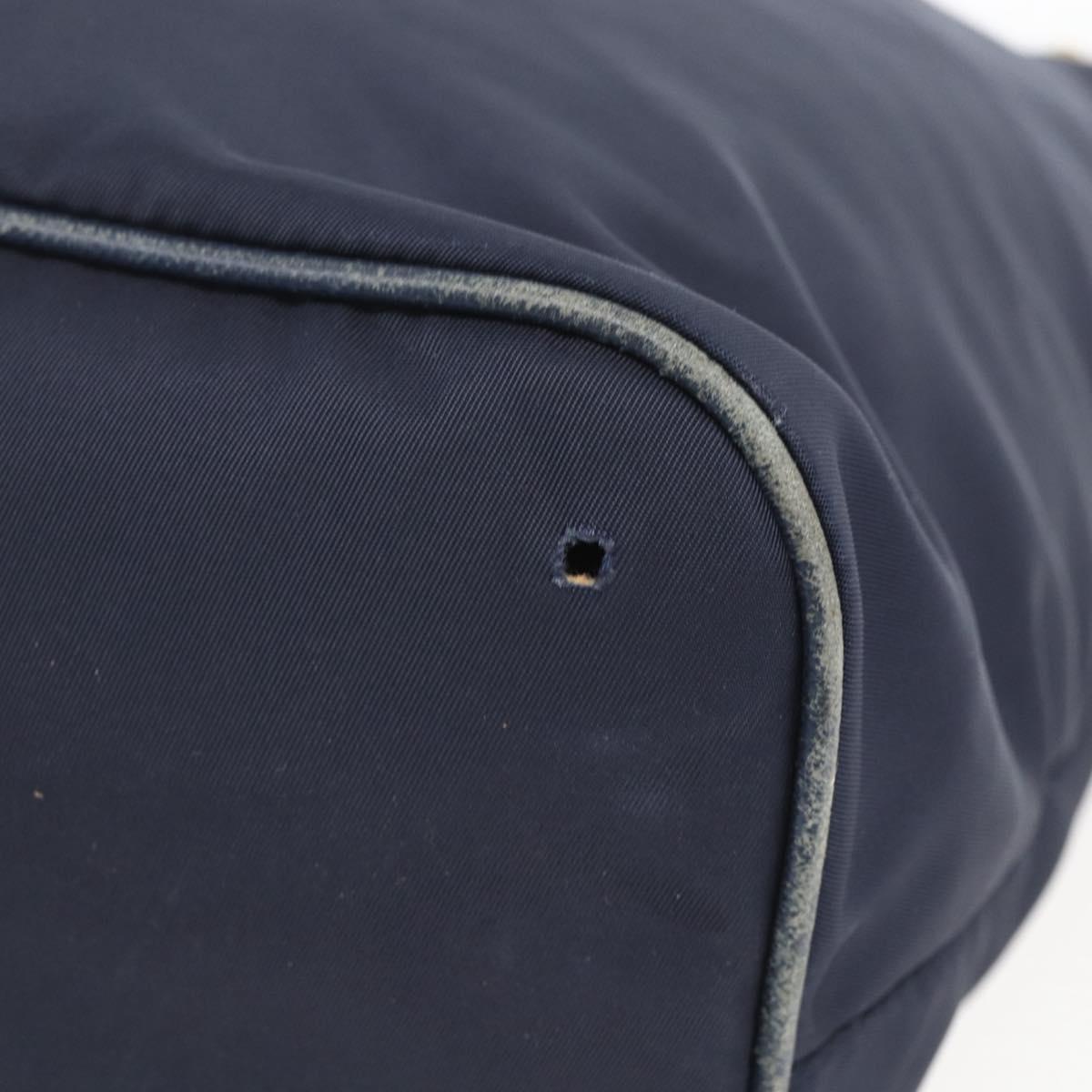 PRADA Tote Bag Nylon Navy Gold Auth 166304