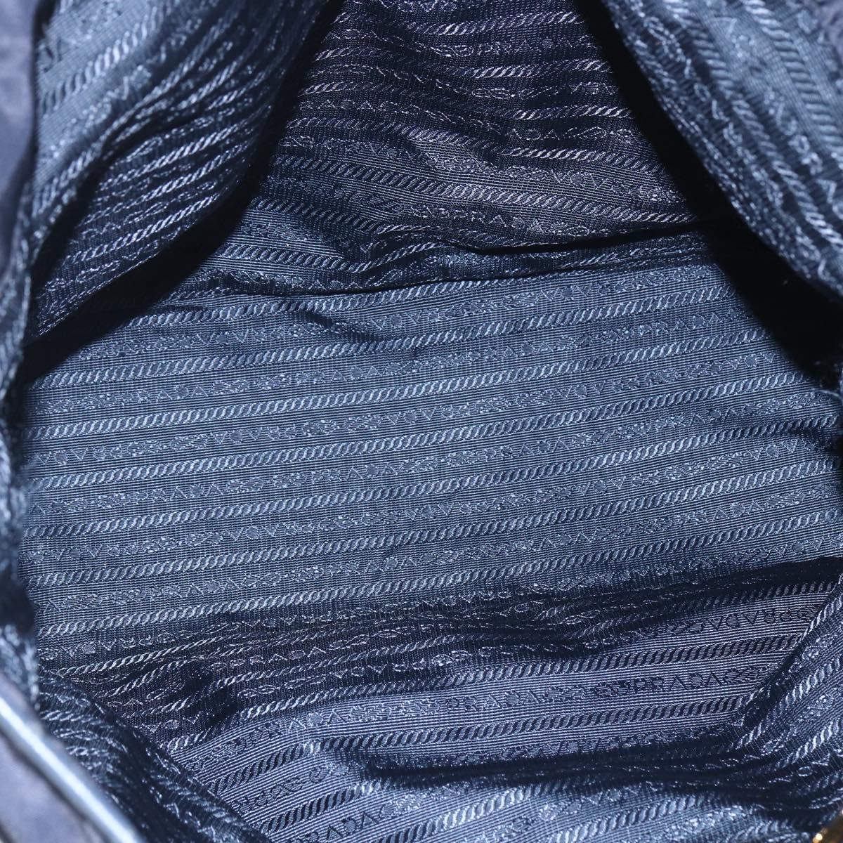 PRADA Tote Bag Nylon Navy Gold Auth 166304