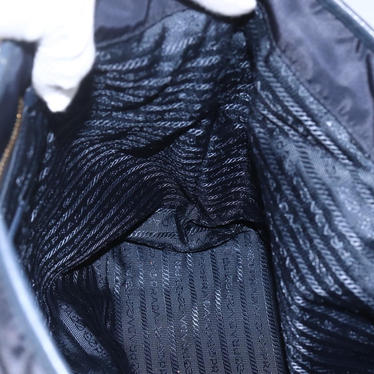 PRADA Tote Bag Nylon Navy Gold Auth 166304