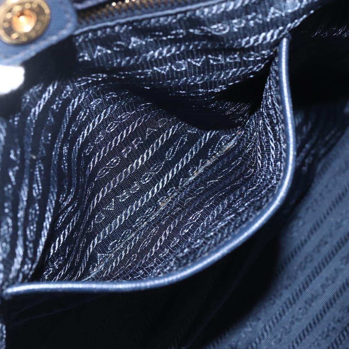 PRADA Tote Bag Nylon Navy Gold Auth 166304