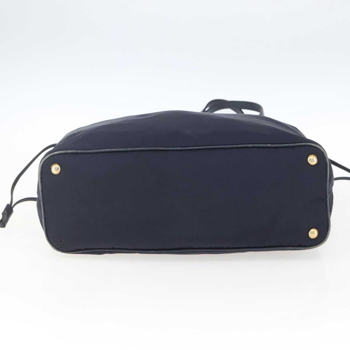 PRADA Tote Bag Nylon Navy Gold Auth 166304