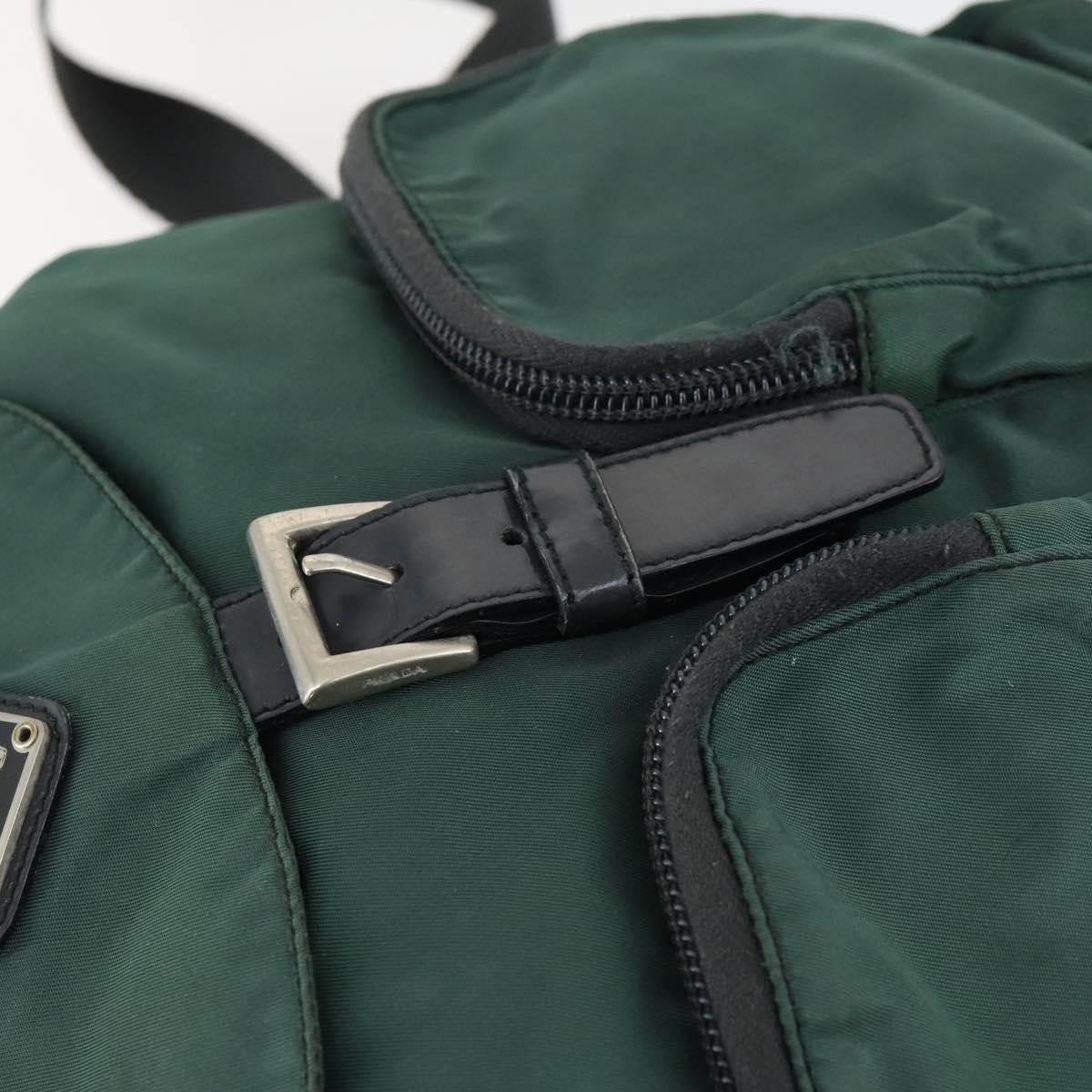PRADA Backpack Nylon Green Silver Auth 166306