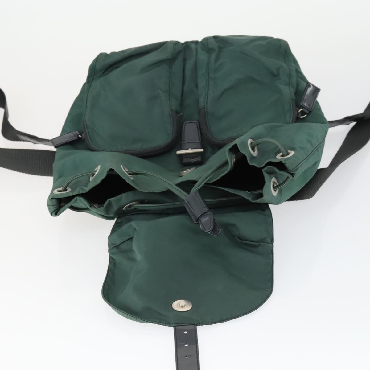 PRADA Backpack Nylon Green Silver Auth 166306