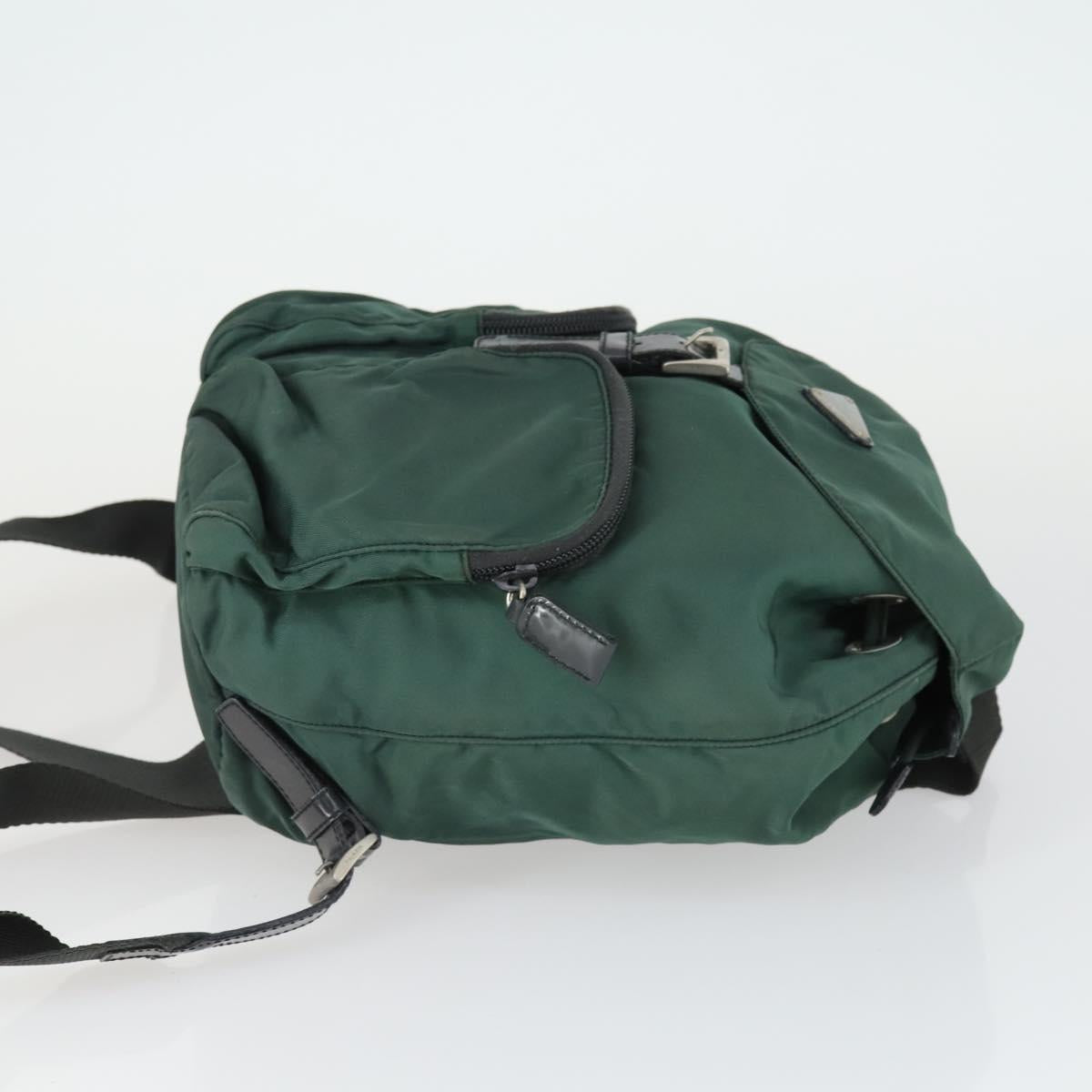 PRADA Backpack Nylon Green Silver Auth 166306