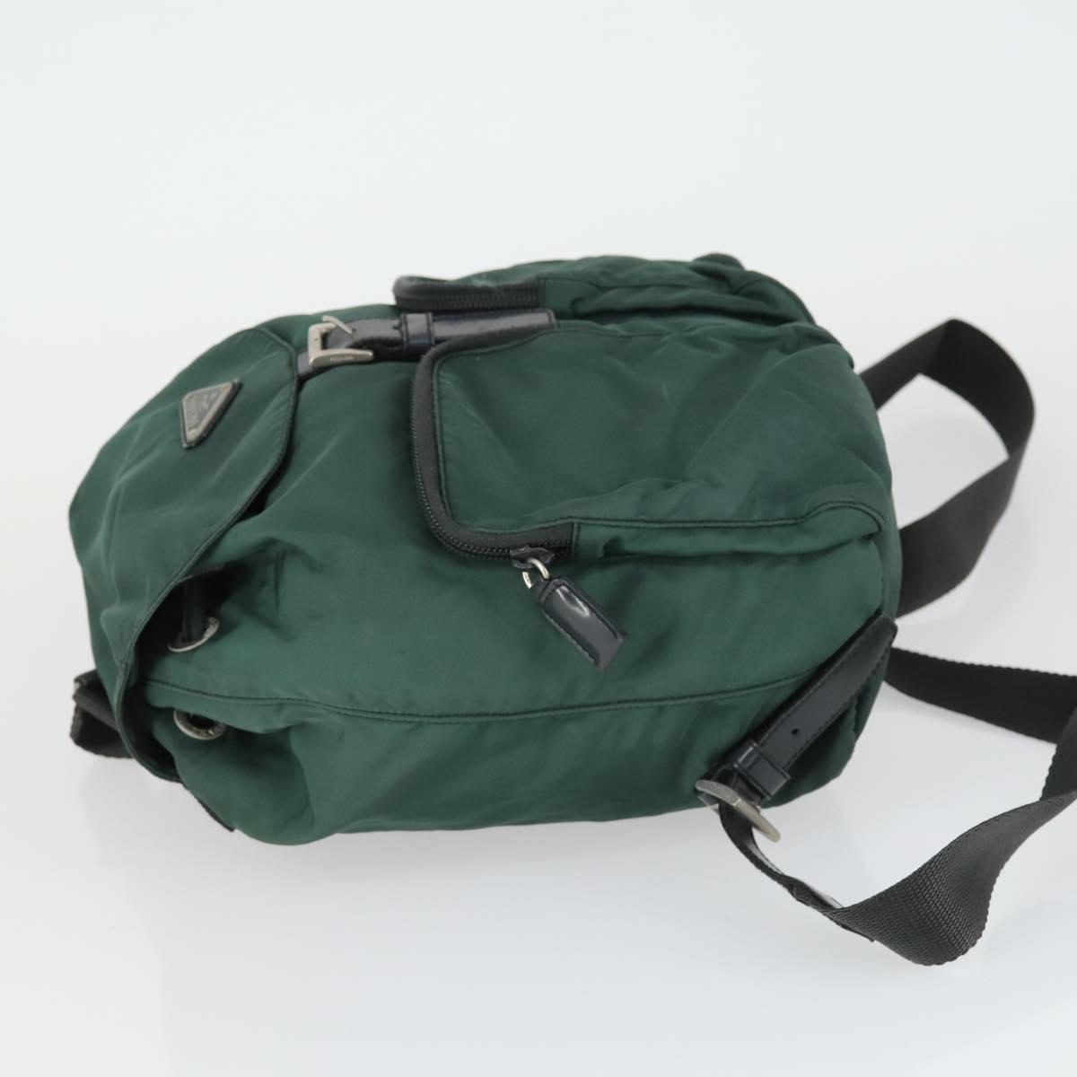 PRADA Backpack Nylon Green Silver Auth 166306