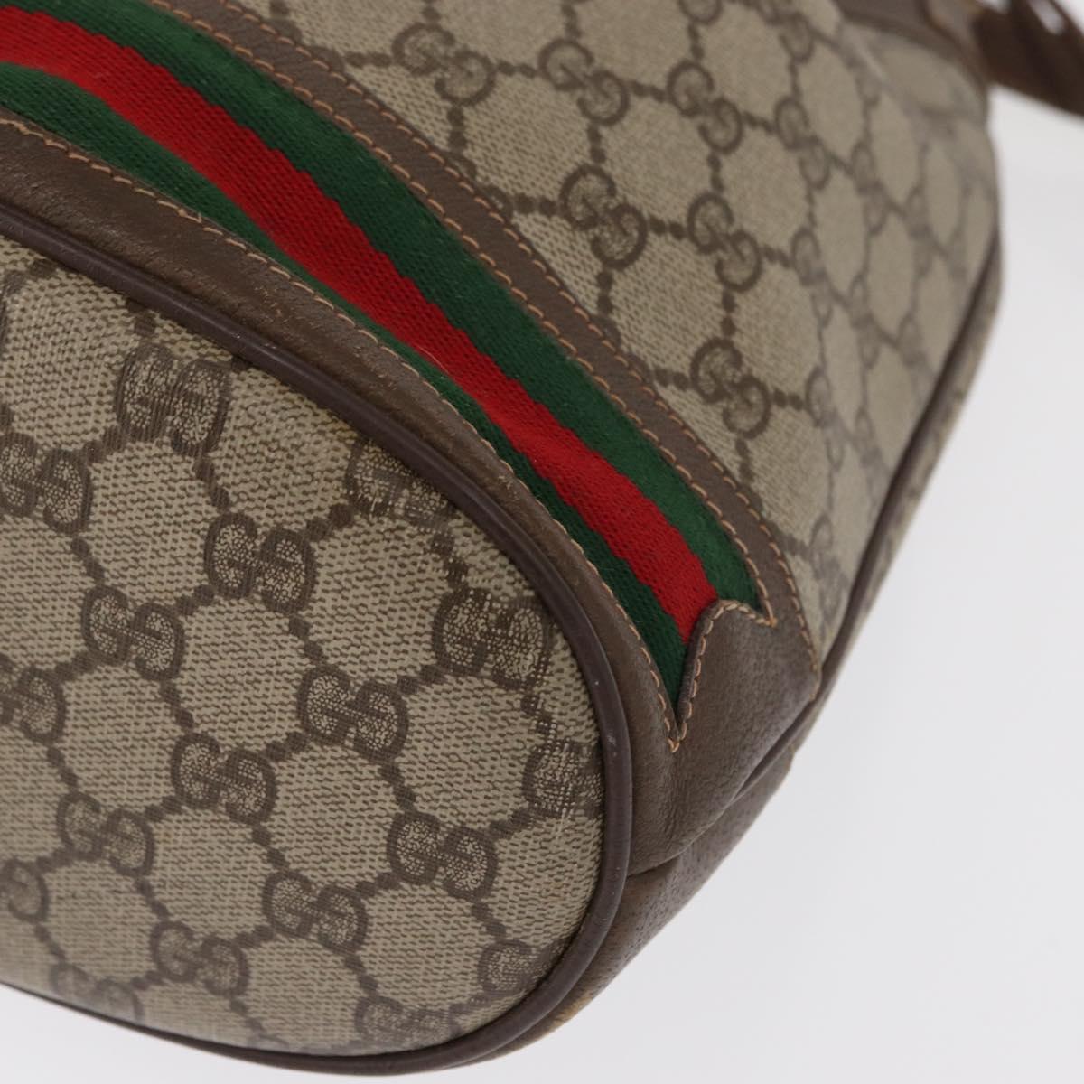 GUCCI GG Supreme Web Sherry Line Bag PVC Beige Gold 164 02 085 Auth 166308