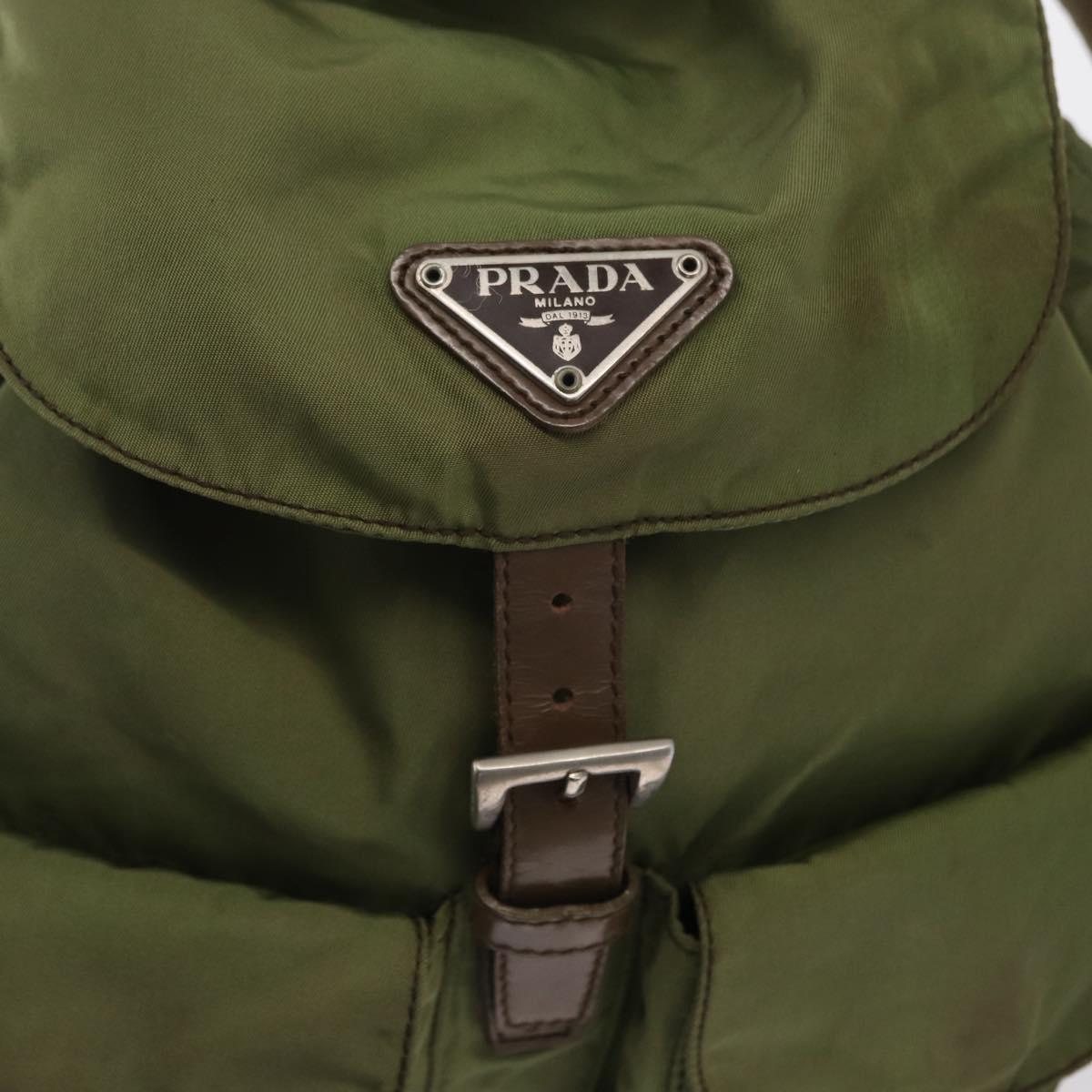 PRADA Backpack Nylon Green Silver Auth 166315