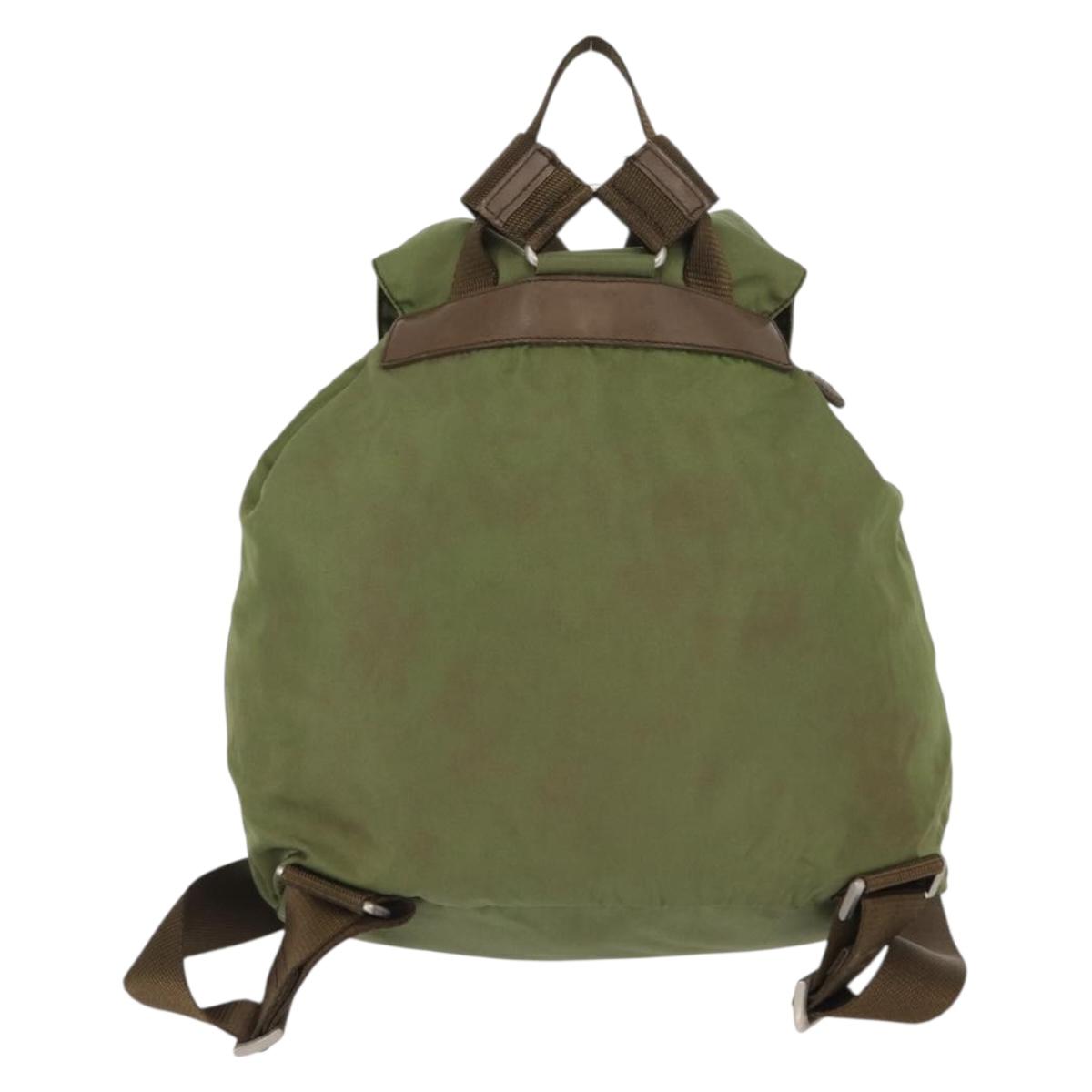 PRADA Backpack Nylon Green Silver Auth 166315