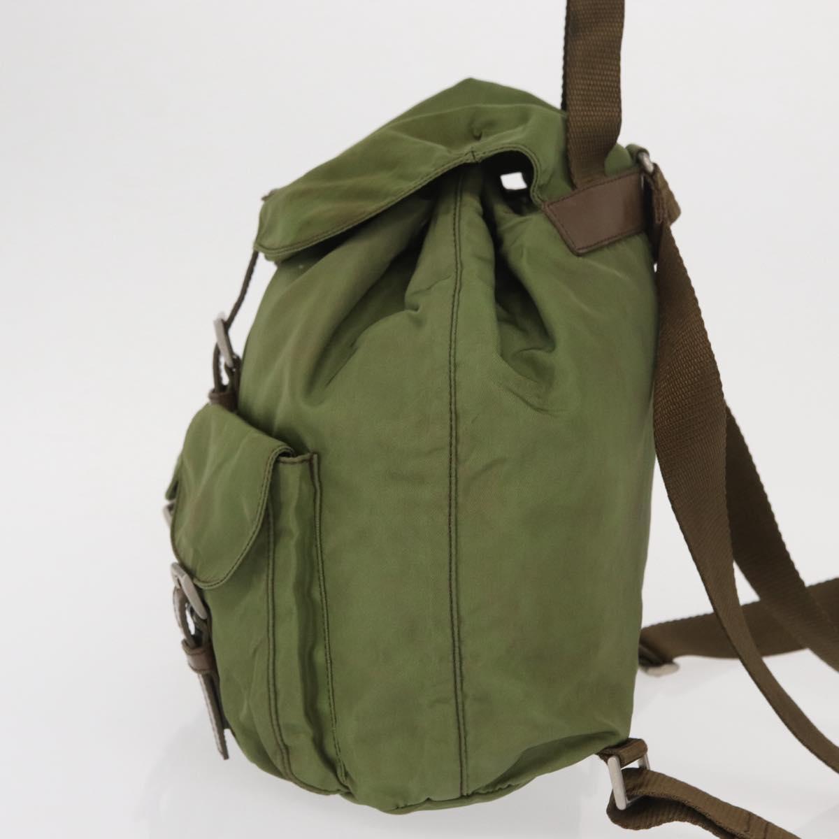 PRADA Backpack Nylon Green Silver Auth 166315