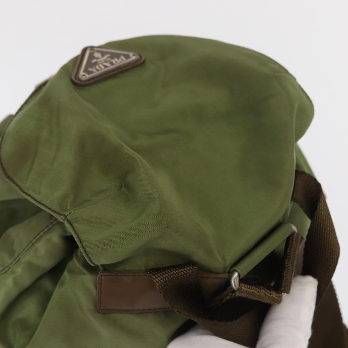 PRADA Backpack Nylon Green Silver Auth 166315