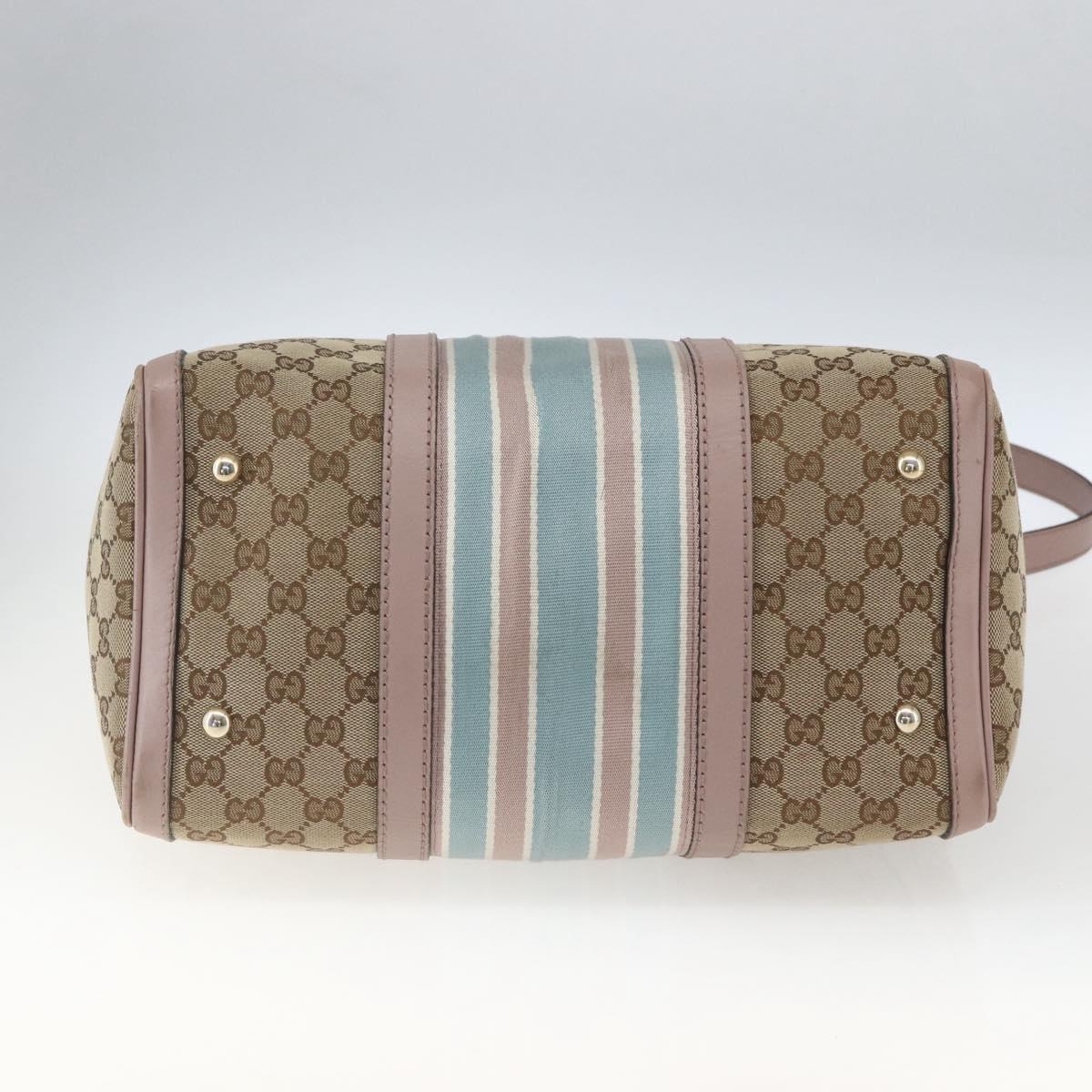 GUCCI GG Canvas Boston Bag 2way Beige gold 247205 Auth 166316