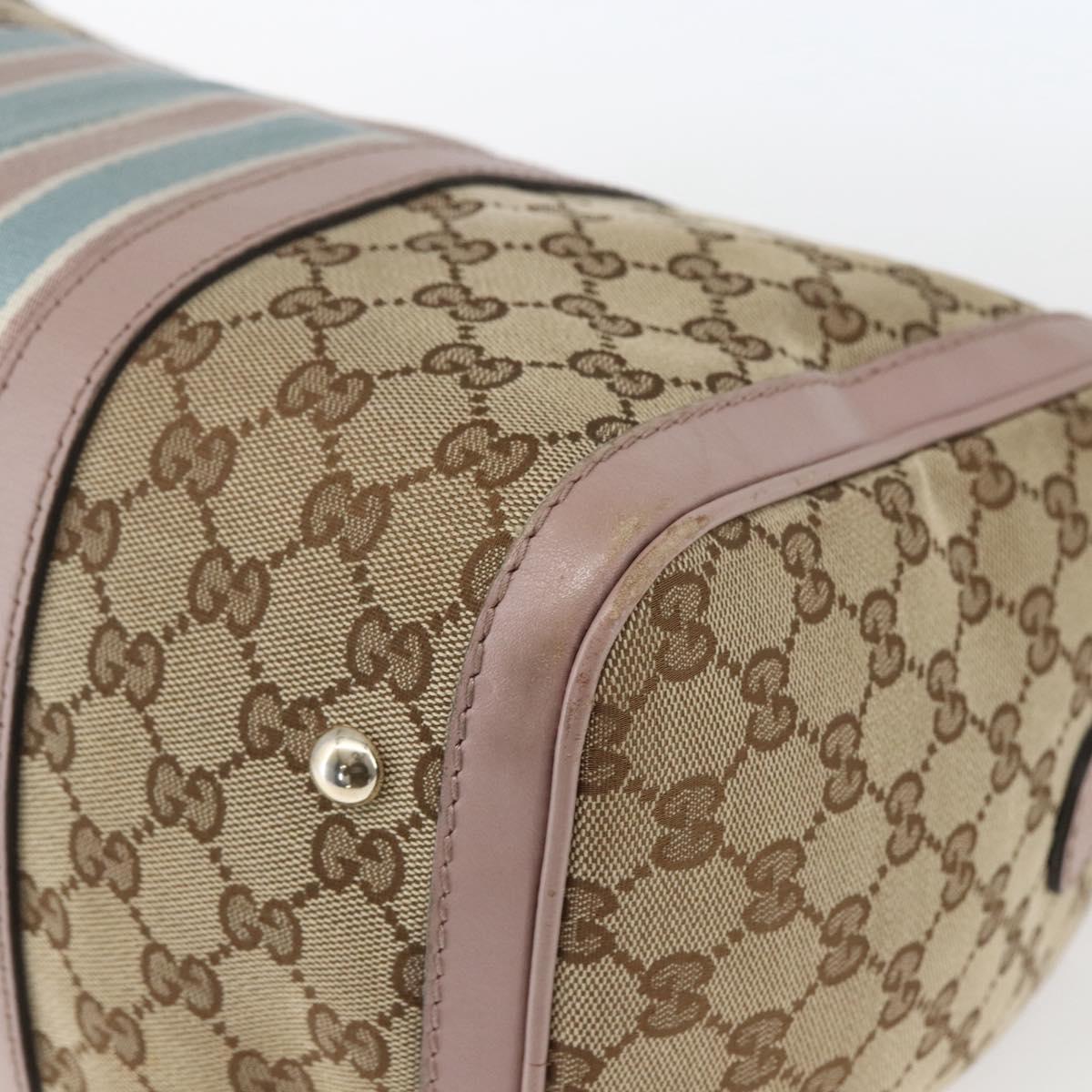 GUCCI GG Canvas Boston Bag 2way Beige gold 247205 Auth 166316