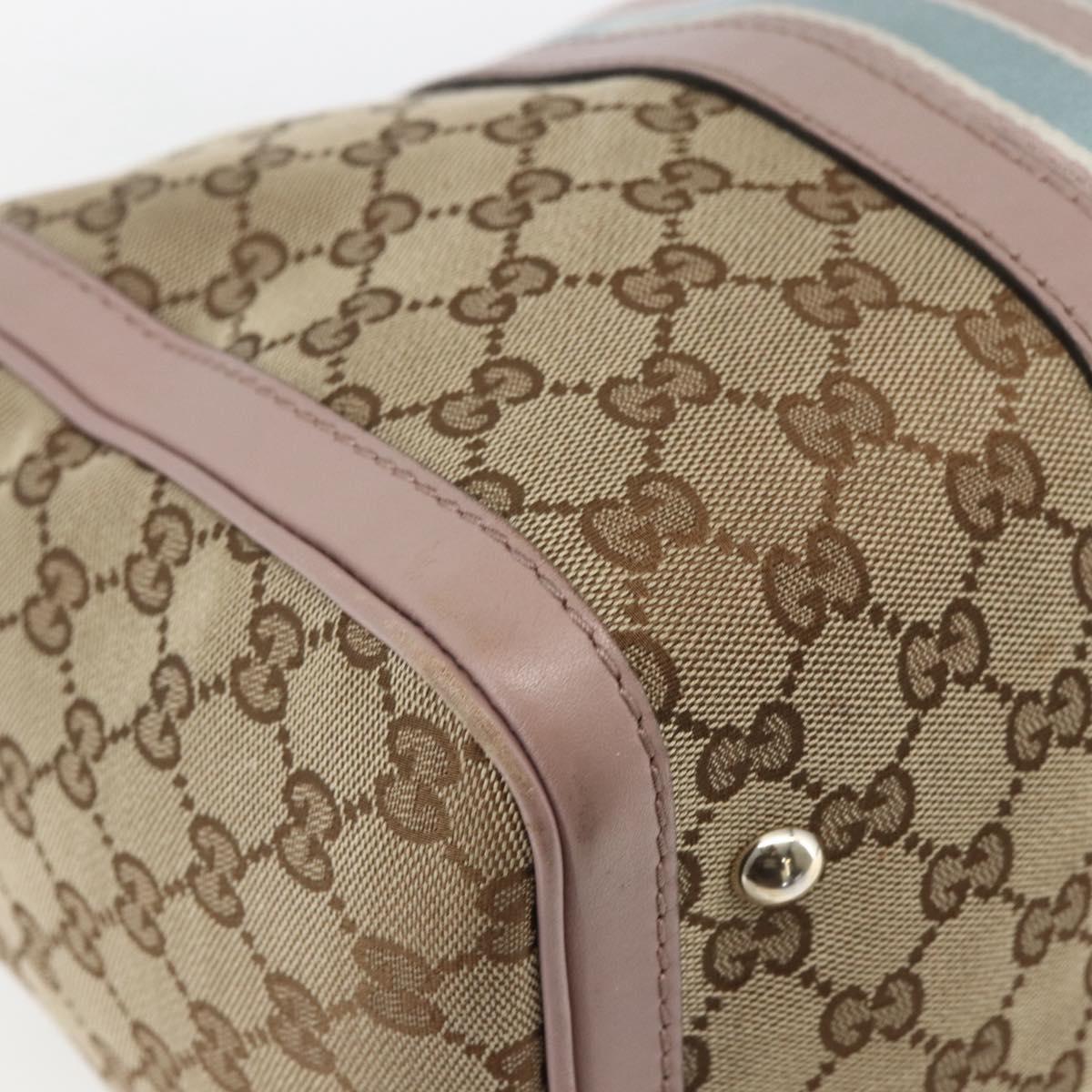 GUCCI GG Canvas Boston Bag 2way Beige gold 247205 Auth 166316