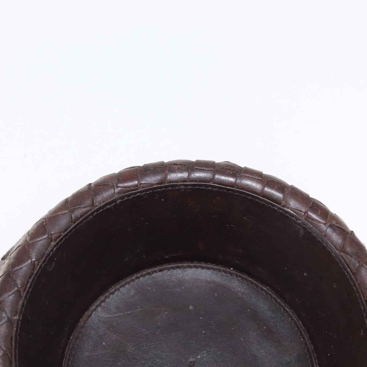 BOTTEGAVENETA Food Bowl And Collar set Dog Leash Leather Brown Auth 166322