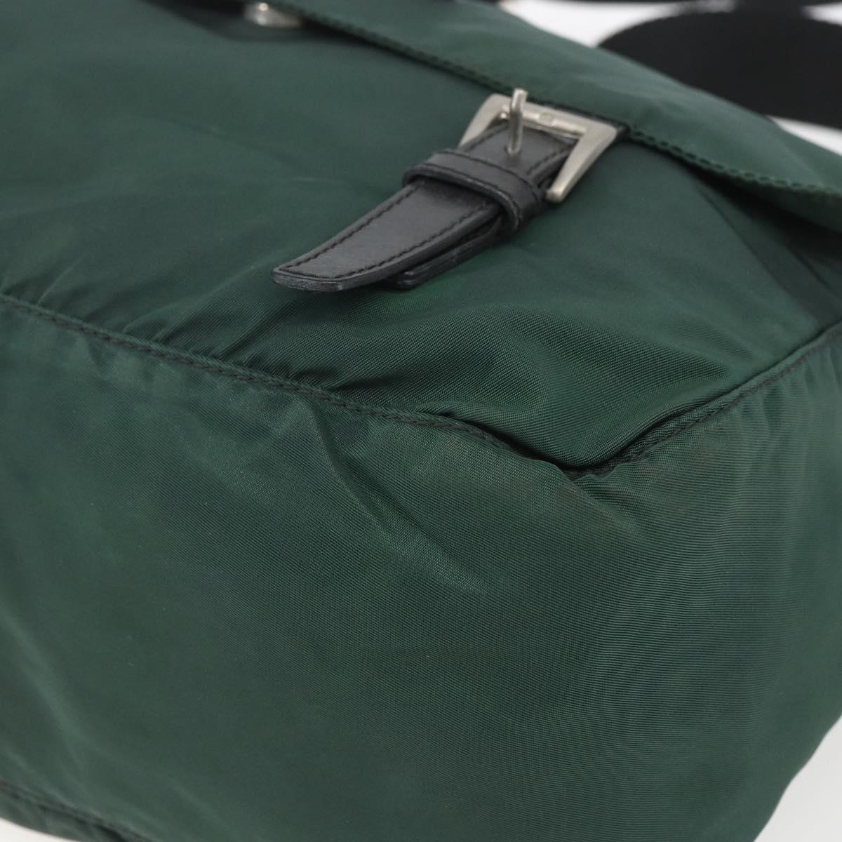 PRADA Shoulder Bag Nylon Green Silver Auth 166324