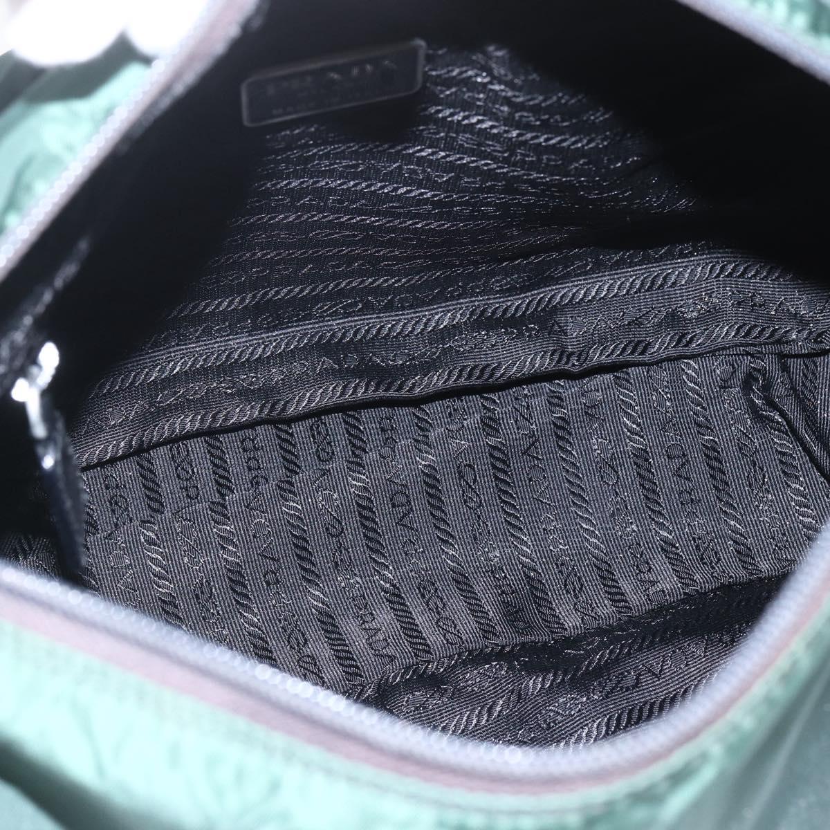 PRADA Shoulder Bag Nylon Green Silver Auth 166324